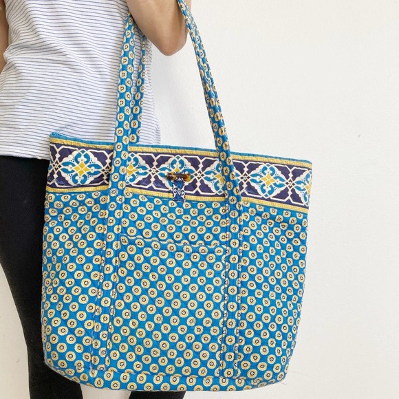 Vera Bradley Shoulder Tote Bag in Riviera Blue - Picture 2 of 7